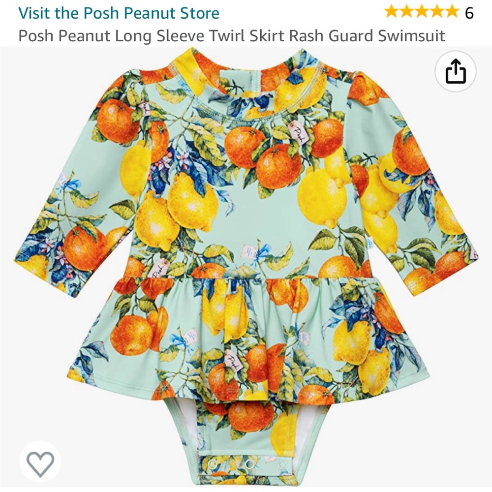 NEW Posh peanut Rash guard long sleeve baby swim suit ruffle Skirt